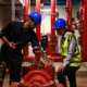 System engineer and Technician check fire Extinguishing System Piping and Pump